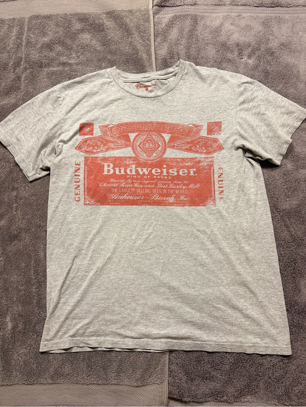 Budweiser Mens Large Gray Red Graphic Tee